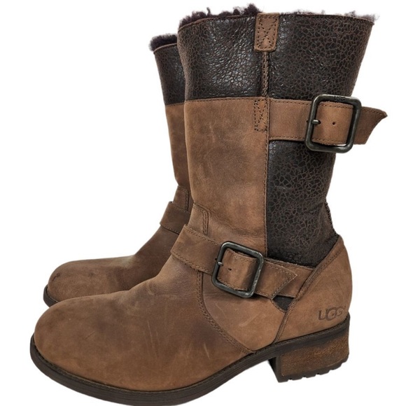UGG Oregon Sheerling Lined Brown Winter Boots - Picture 4 of 14